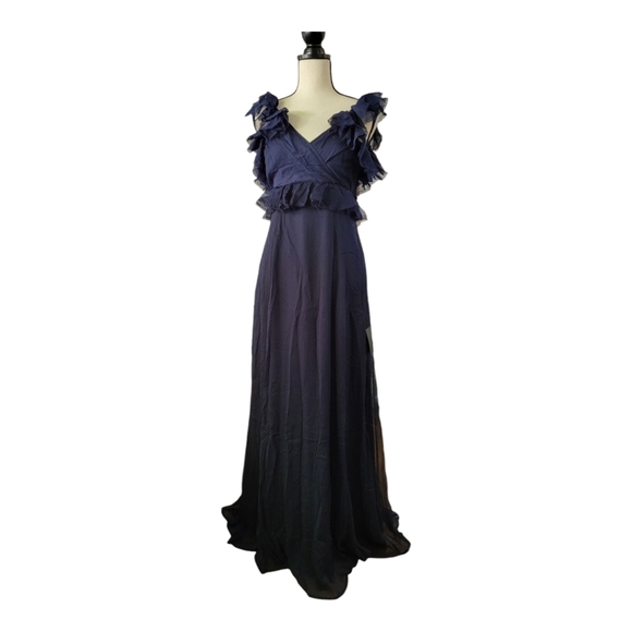Lulus Dresses & Skirts - Lulus dark blue maxi gown with ruffles Size Xs New